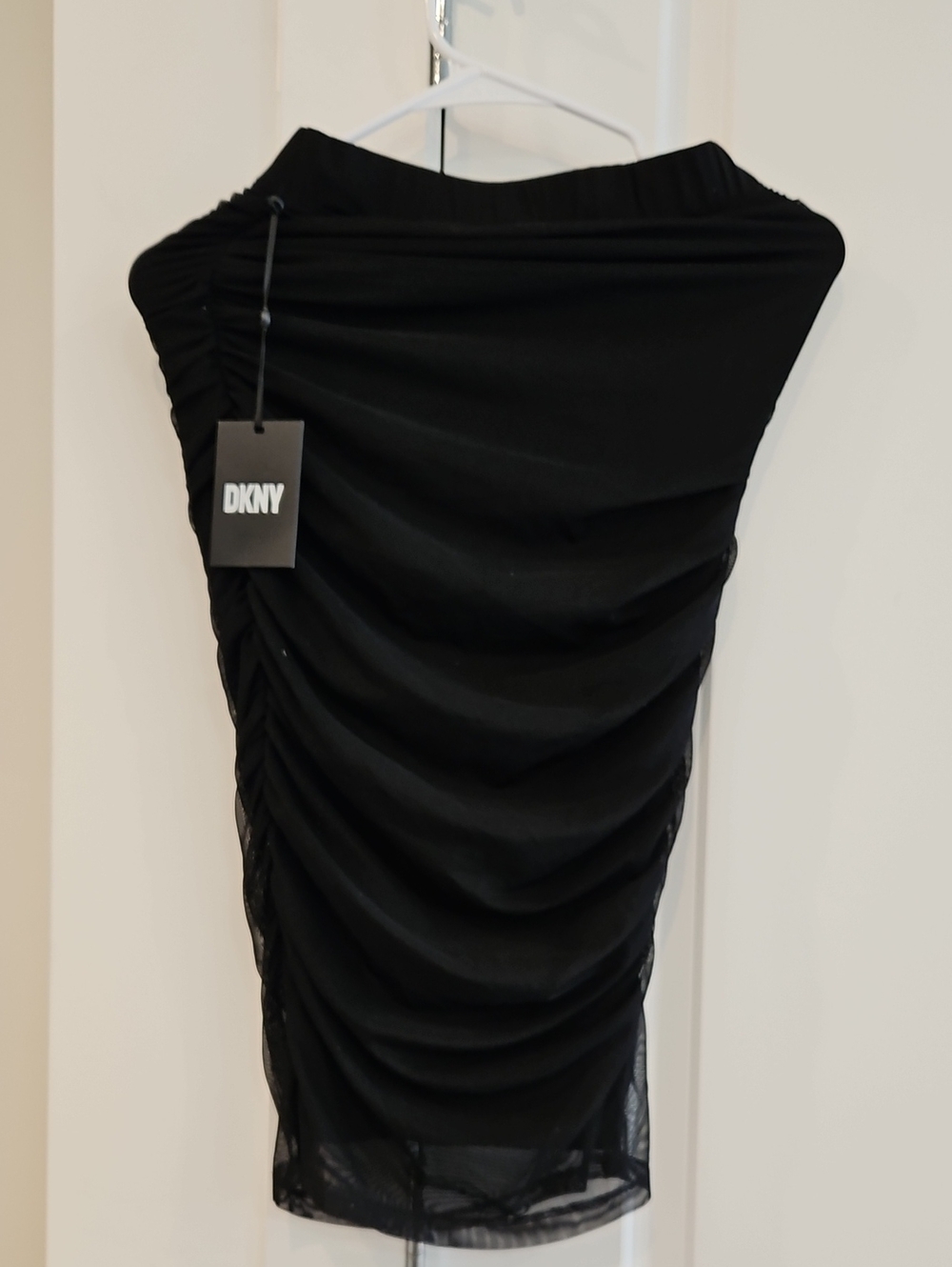 DKNY Black Ruched Pencil Skirt
